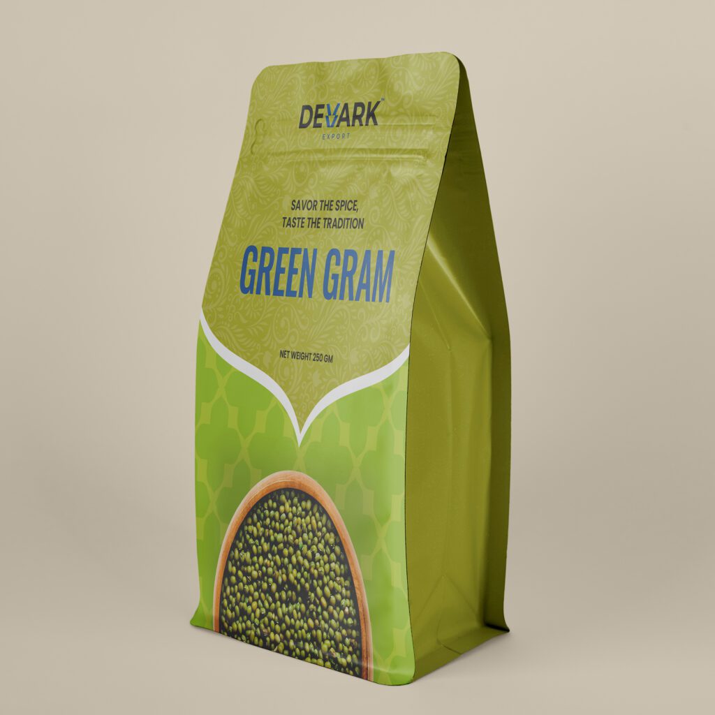 Raw Green Gram (Mung Beans) on Wooden Surface
