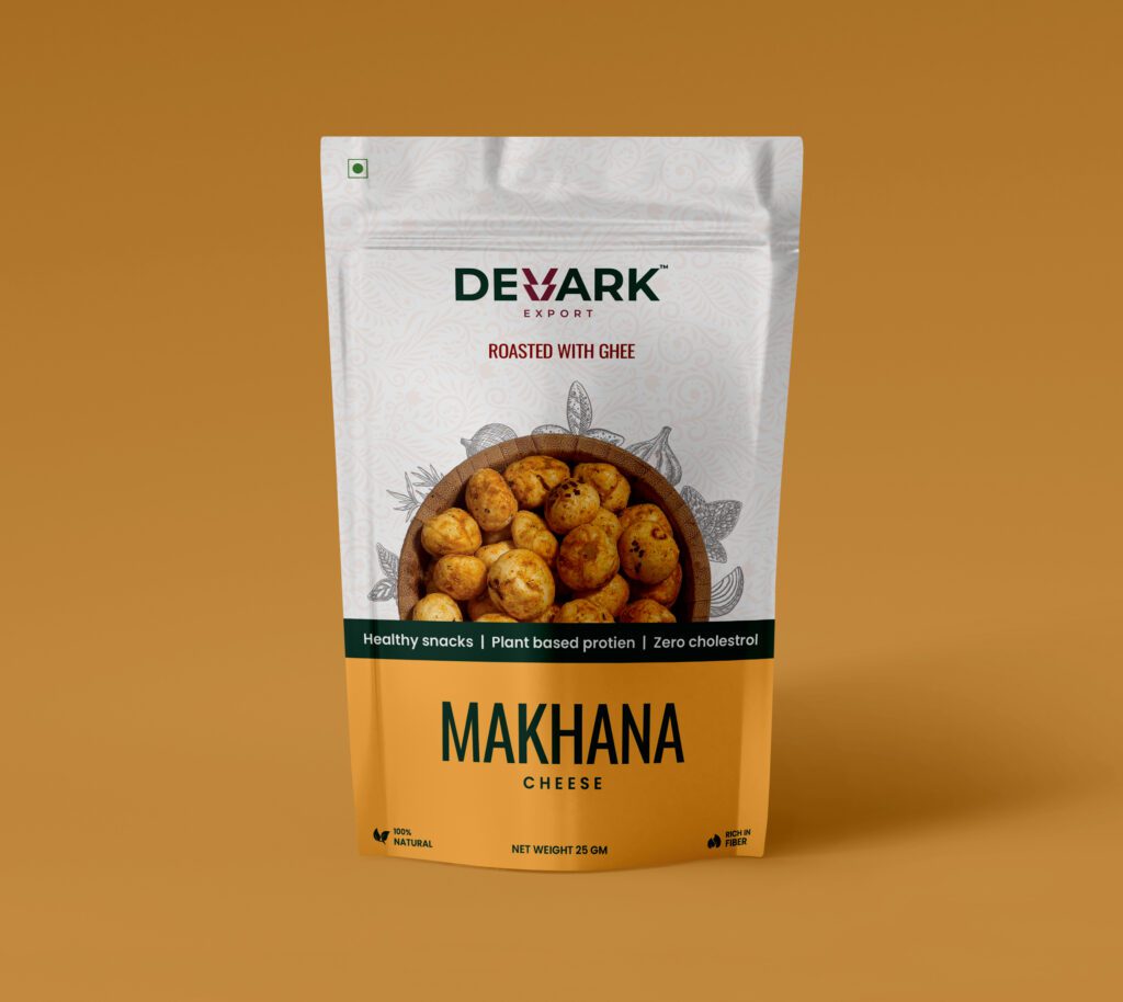 Cheese-coated makhana snack.