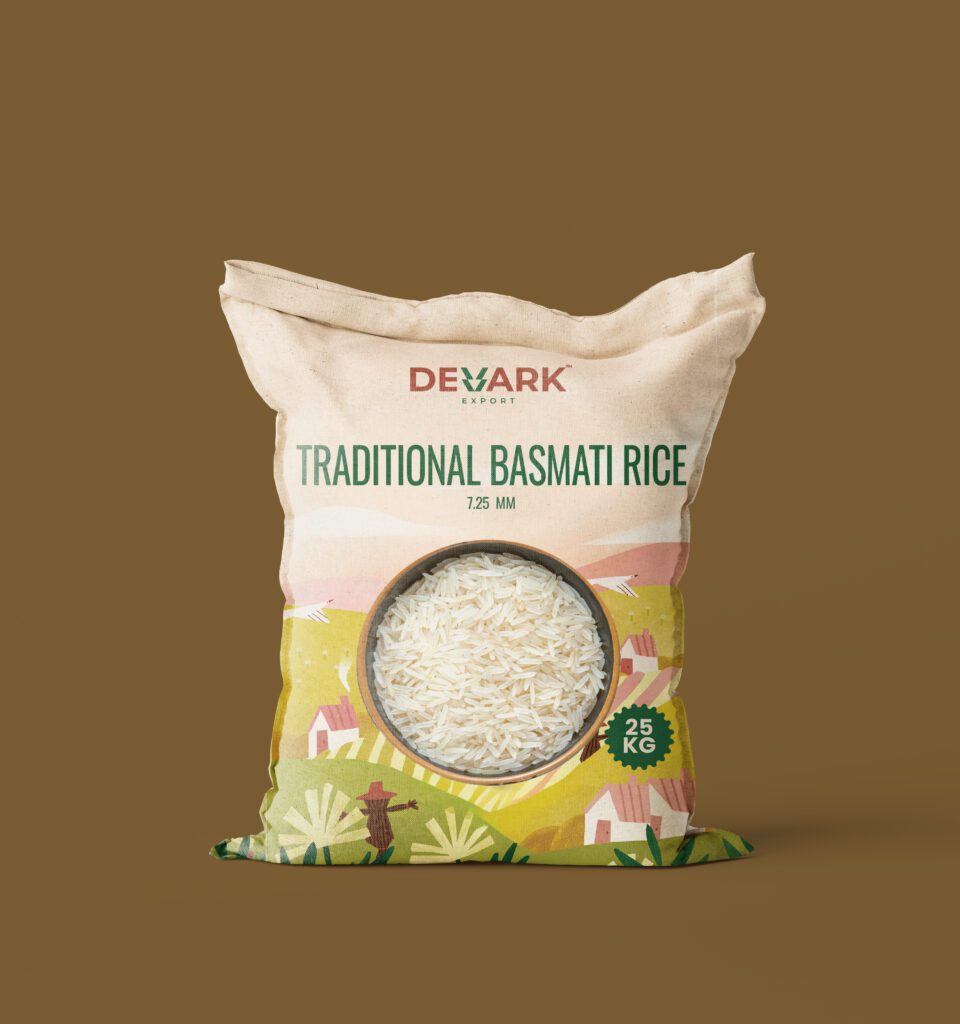 Traditional Basmati Rice (7.25 mm) – Long-grain, aromatic rice.