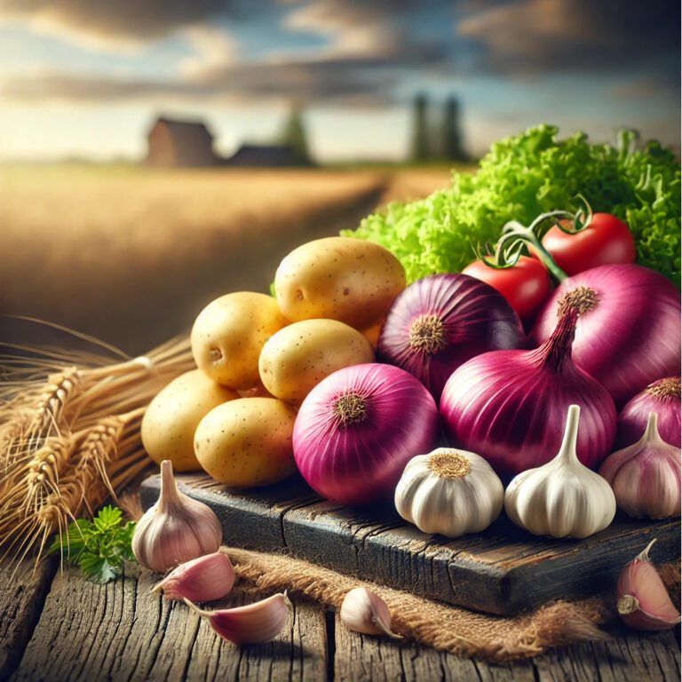 Fresh Organic Vegetables Assortment on Wooden Table