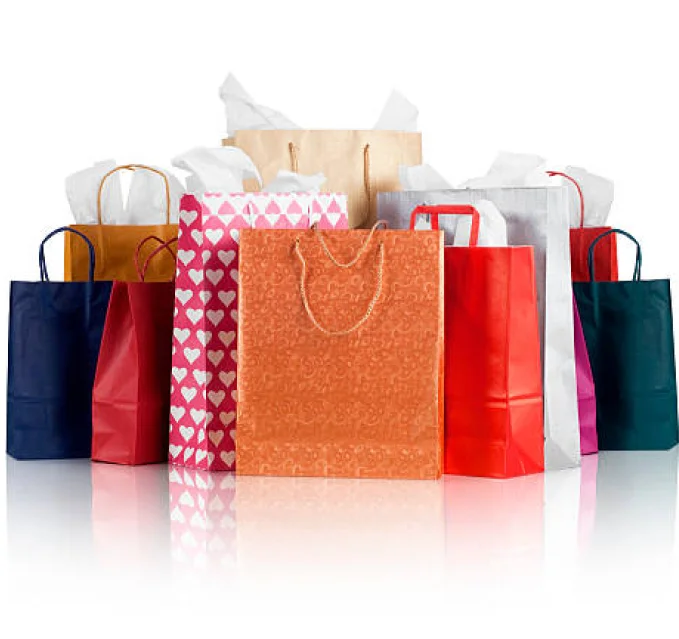 a group of colorful shopping bags